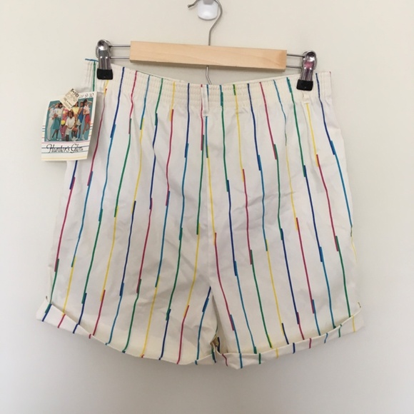 VTG 80s Hunter’s Glen Rainbow Striped Shorts Sz 9/10 High Waisted NOS Japan Made - Picture 7 of 16